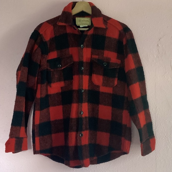 VINTAGE MELTON OUTERWEAR RED PLAID WOOL JACKET - Picture 10 of 11